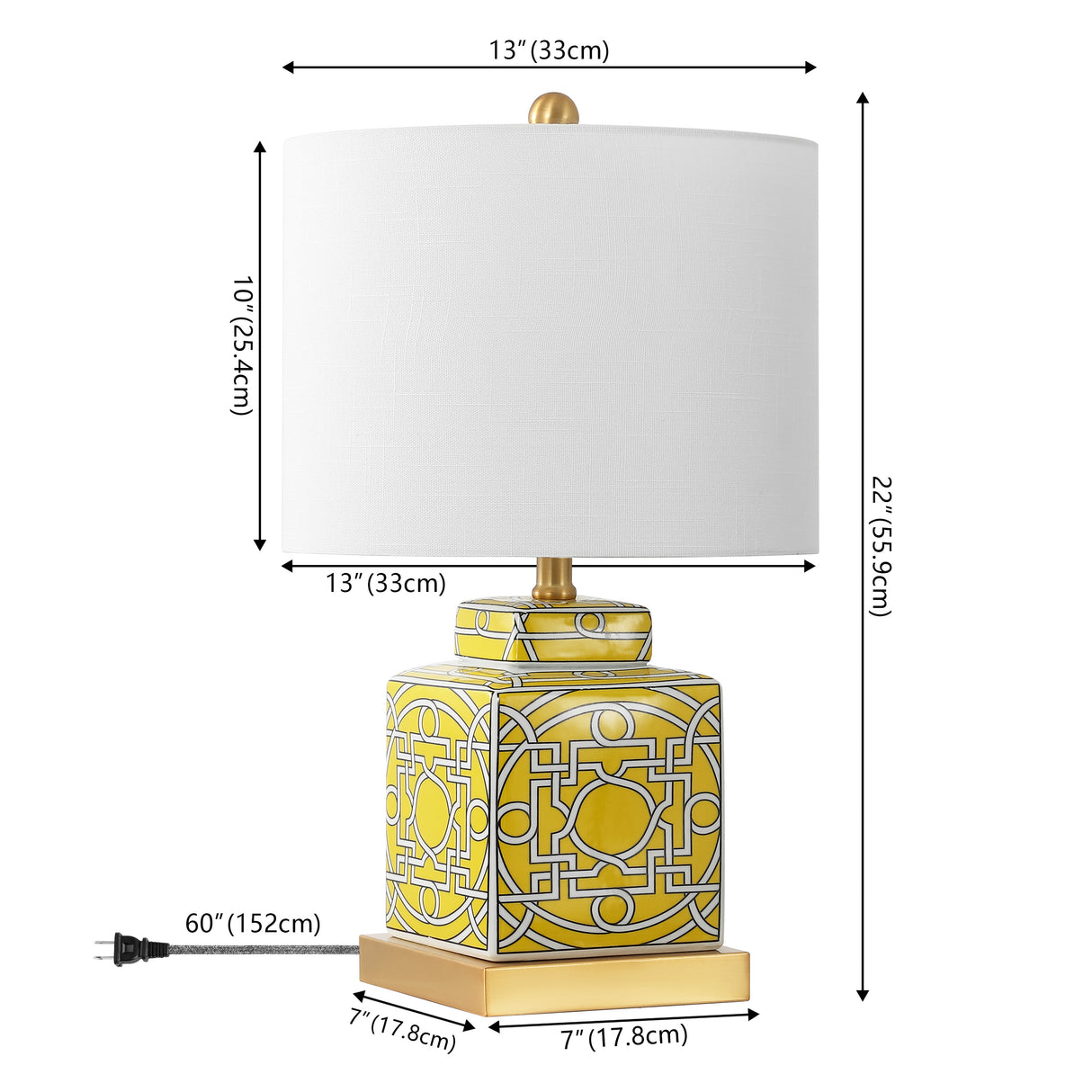 Catherine Modern Transitional Ceramic/Metal Square Ginger Jar LED Table Lamp