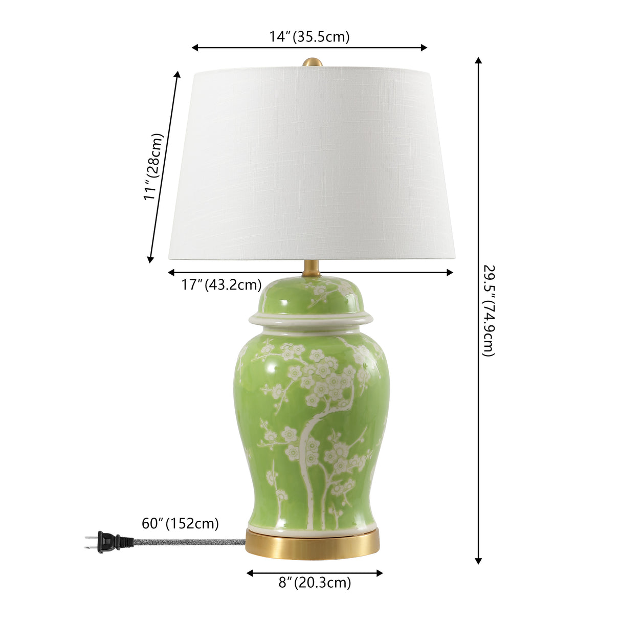 Gracie Traditional Cottage Ceramic/Metal Ginger Jar LED Table Lamp