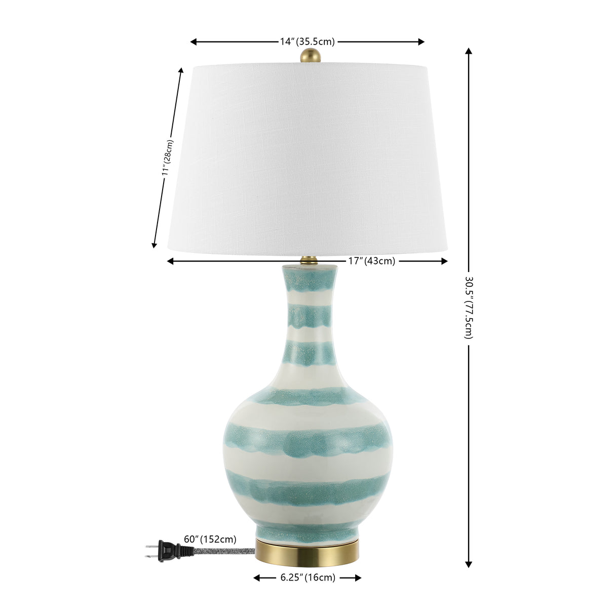 Tucker Striped Ceramic/Metal LED Table Lamp