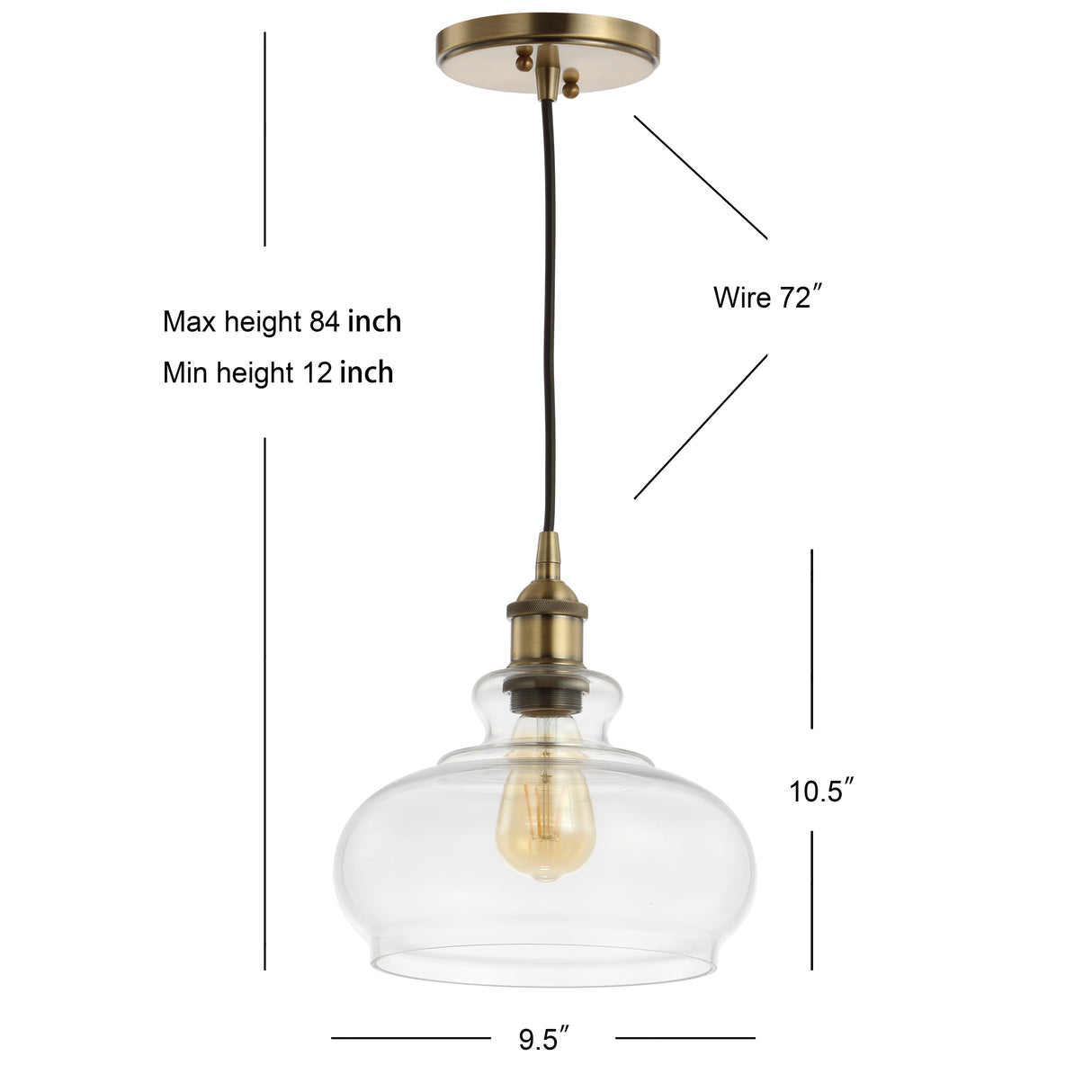 Wyatt Adjustable Drop Pharmacy Metal/Glass LED Pendant
