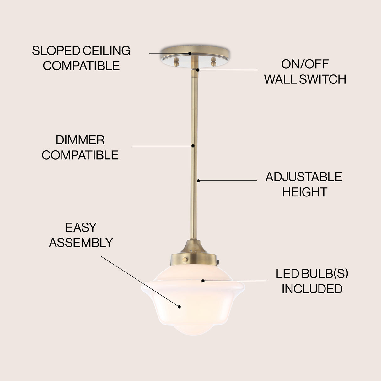 Kurtz Adjustable Drop Metal/Glass LED Pendant