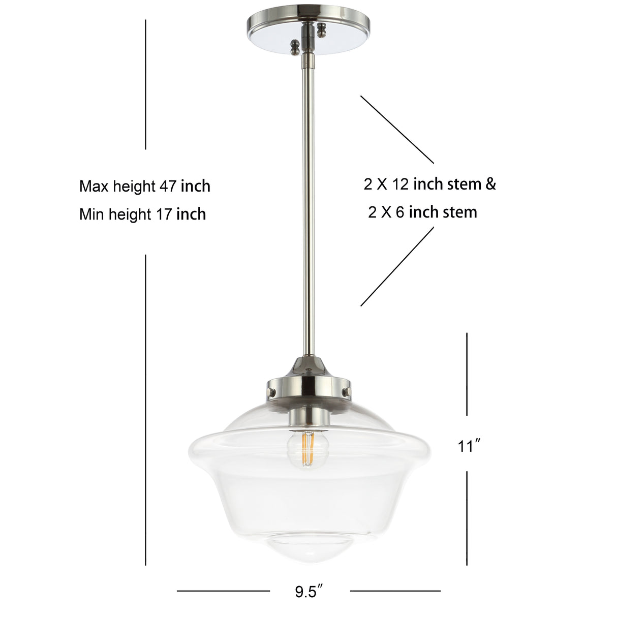 Kurtz Adjustable Drop Metal/Glass LED Pendant
