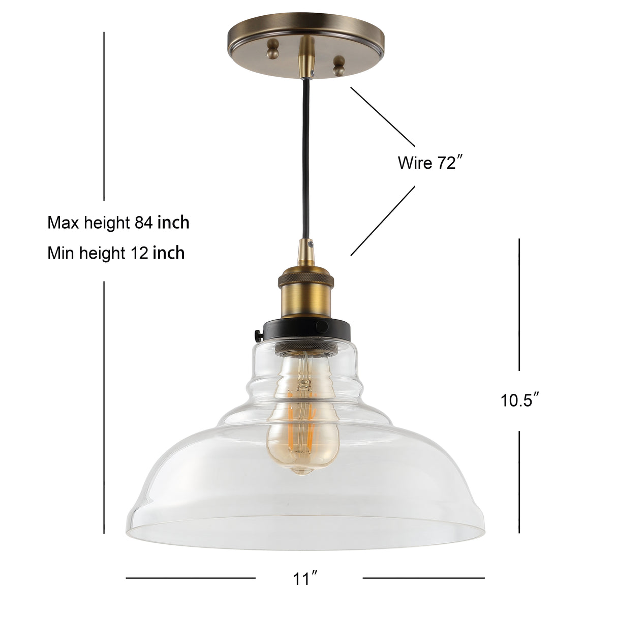 Litchfield Farmhouse Metal/Glass LED Pendant