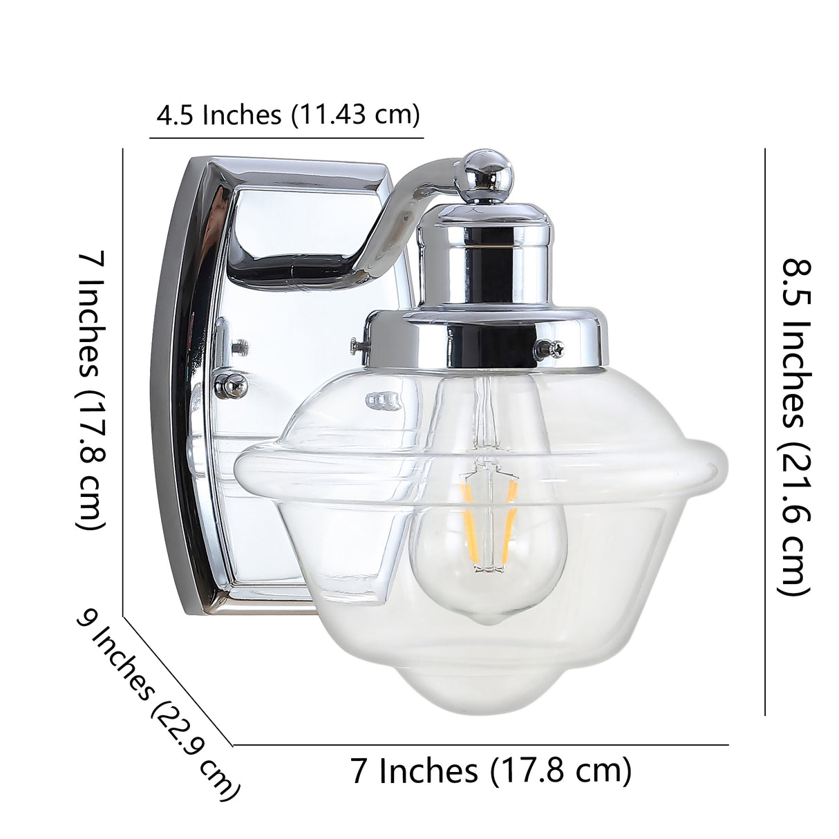 Orleans 1-Light Iron/Glass schoolhouse LED Vanity Light
