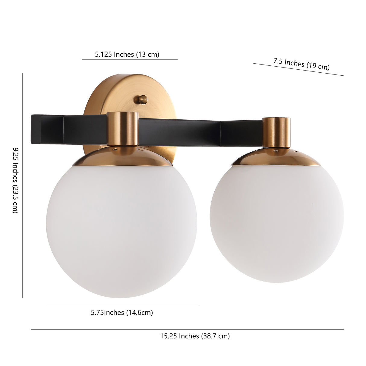 Modernist 2-Light Metal/Frosted Glass Modern Contemporary LED Vanity