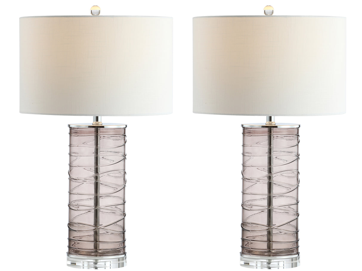 Cole Modern Fused Glass Cylinder LED Table Lamp-Set of 2