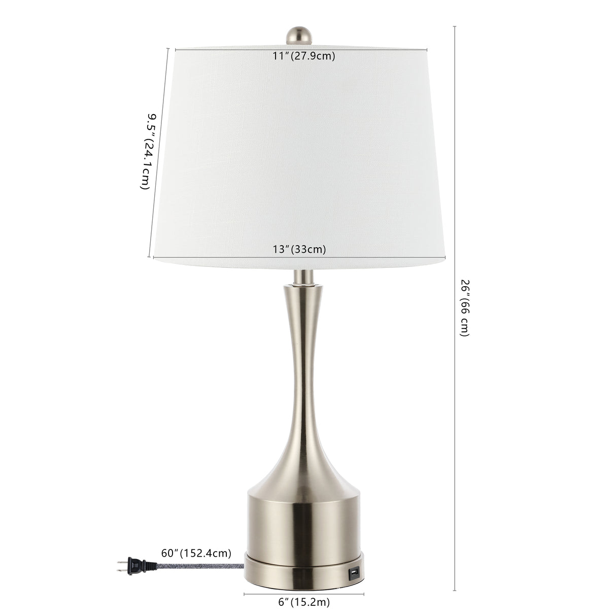 Cooper Classic French Country Iron LED Table Lamp with USB Charging Port-Set of 2