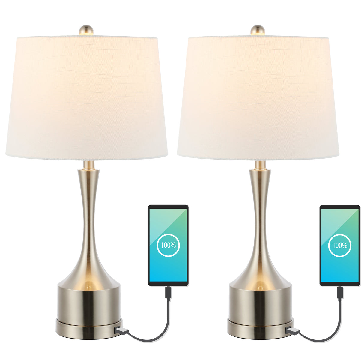 Cooper Classic French Country Iron LED Table Lamp with USB Charging Port-Set of 2