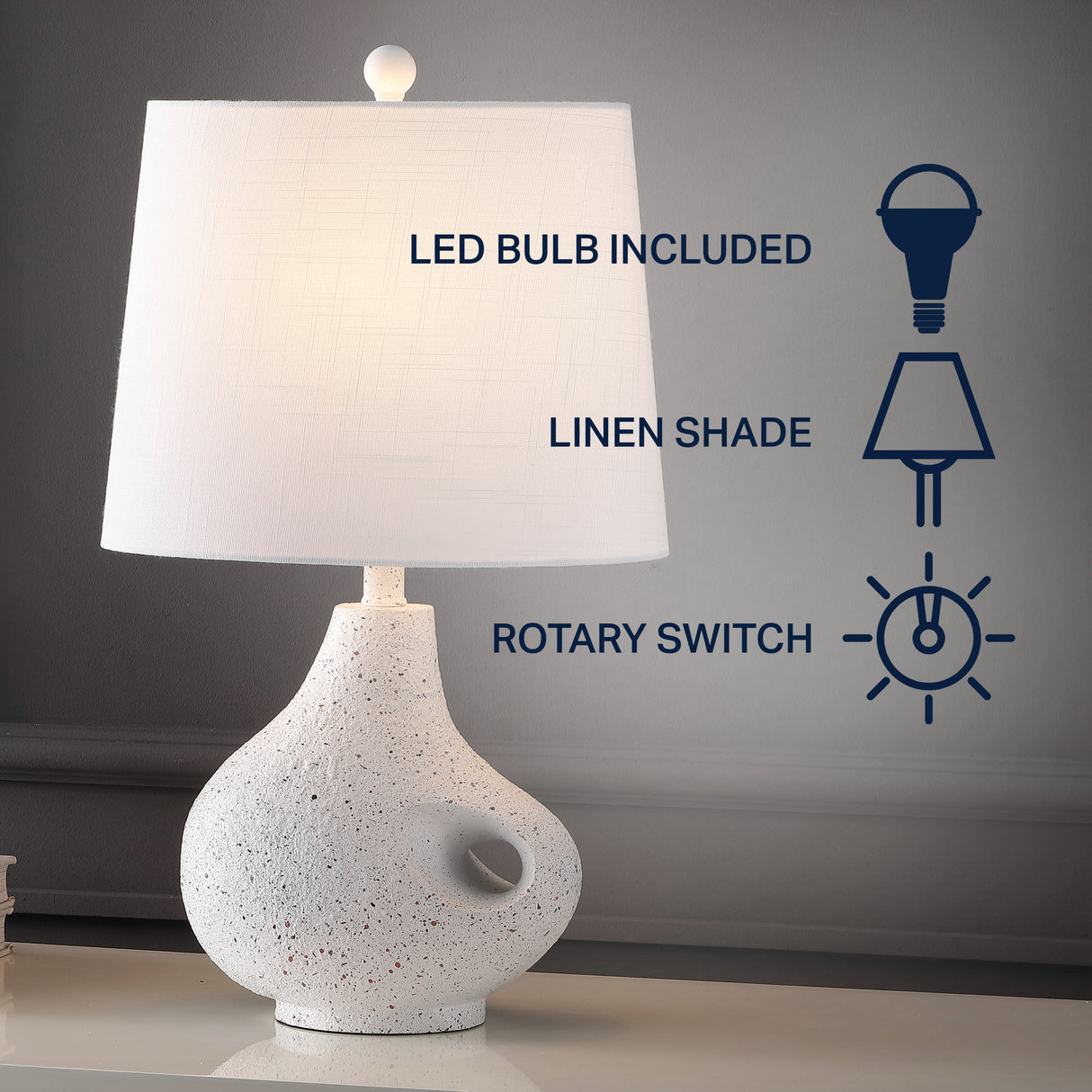 Charlotte Minimalist Designer Iron/Resin Oval Shade LED Table Lamp