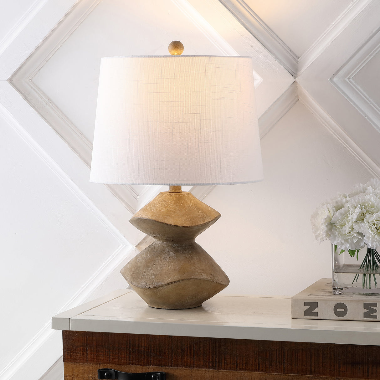 Laken-Minimalist-Coastal-Resin/Iron-2-Stack-Cairn-LED-Table-Lamp-Table-Lamps