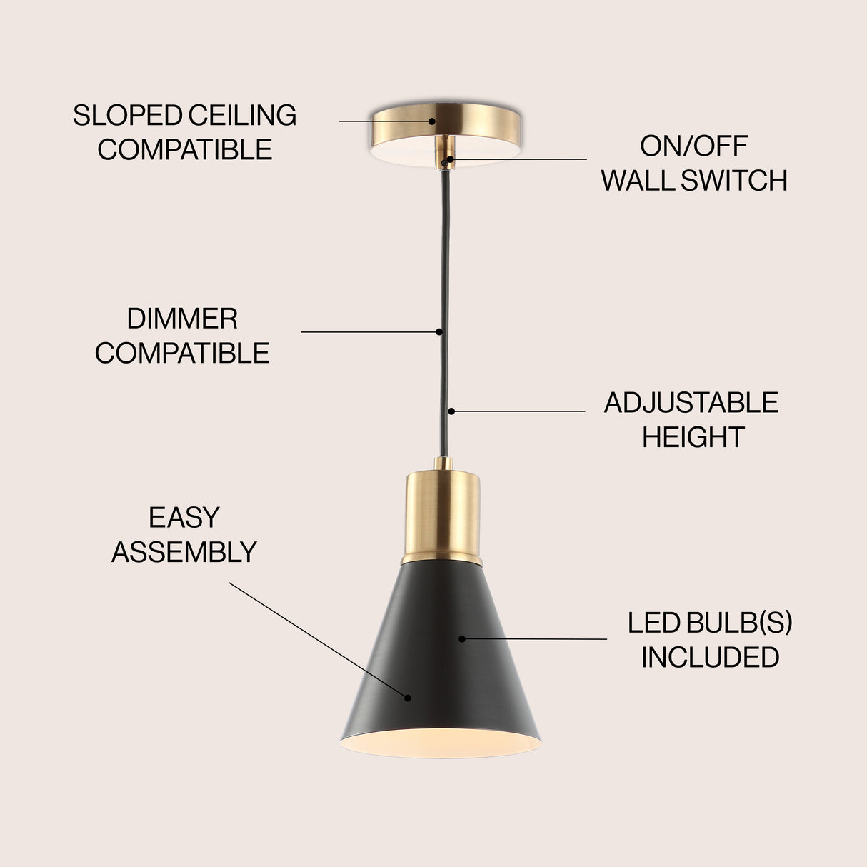 Apollo 1-Light Mid-Century Modern Iron LED Pendant
