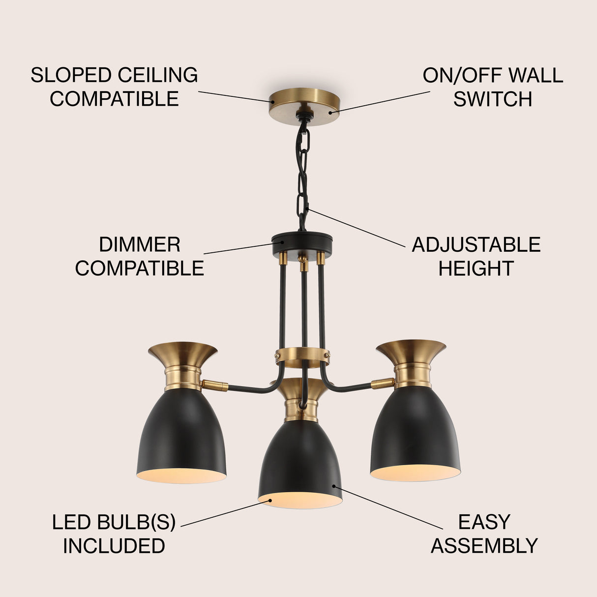 Middleton 3-Light Metal LED Chandelier