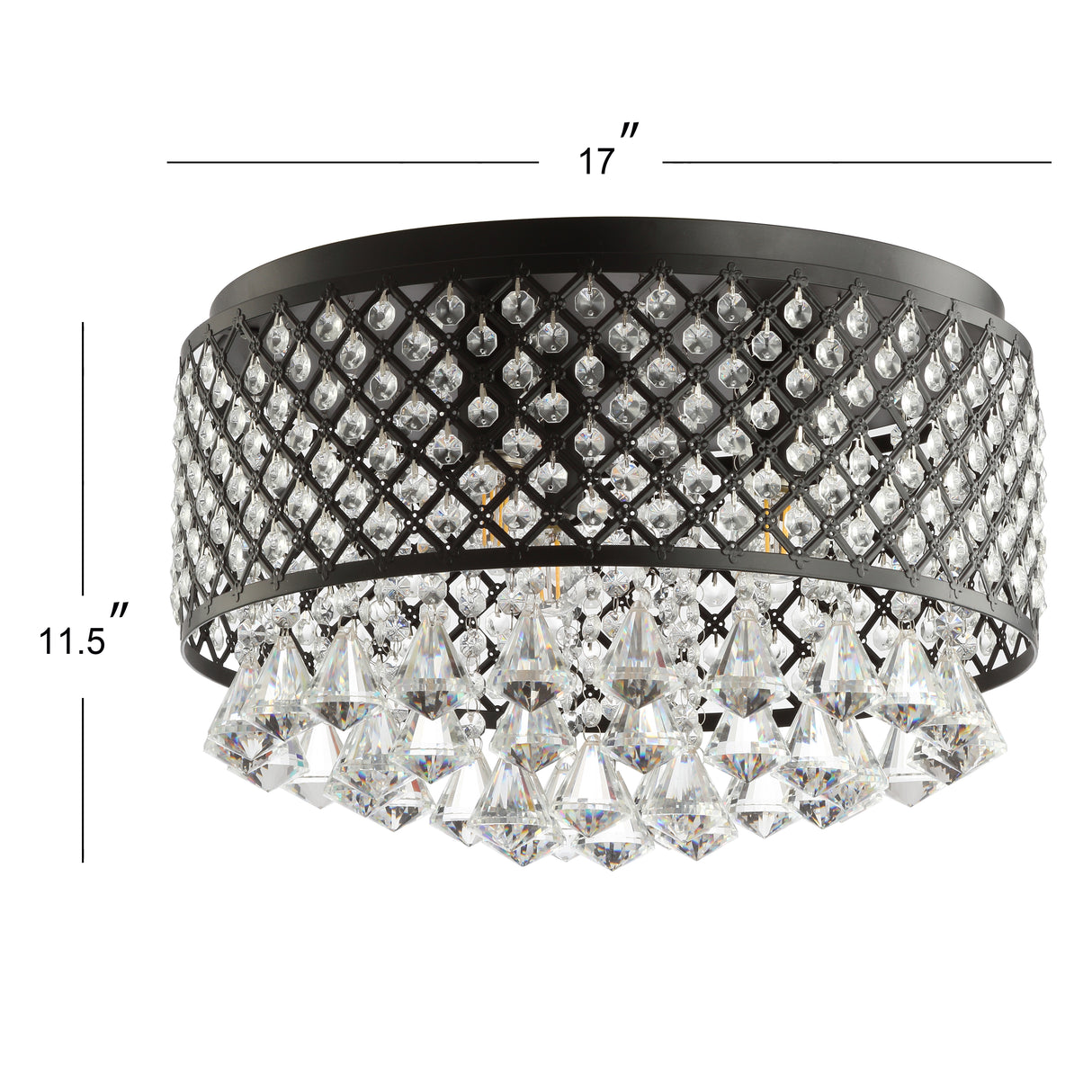 Evelyn 3-light crystal drops/metal