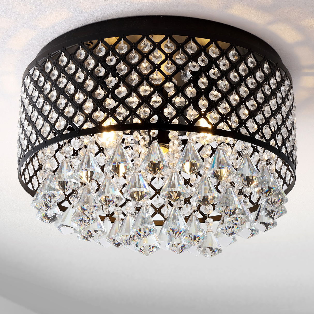 Evelyn 3-light crystal drops/metal