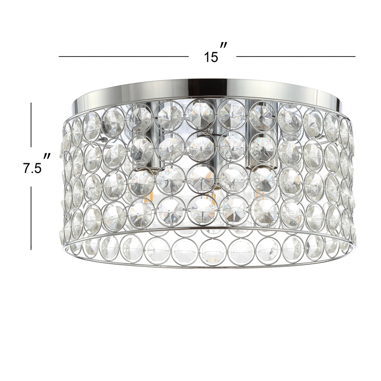 Ellen 3-Light Crystal/Metal LED Flush Mount