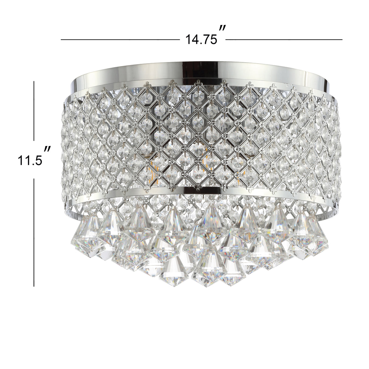 Evelyn 3-light crystal drops/metal led flush mount