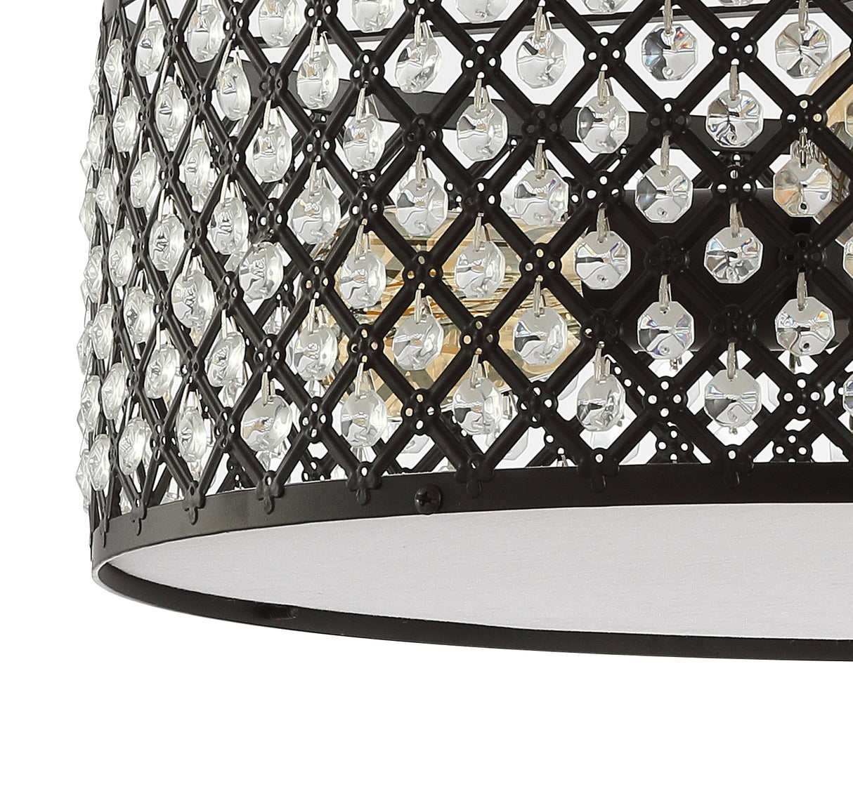 Elise 3-Light Crystal/Metal Drum Semi-Flush Mount