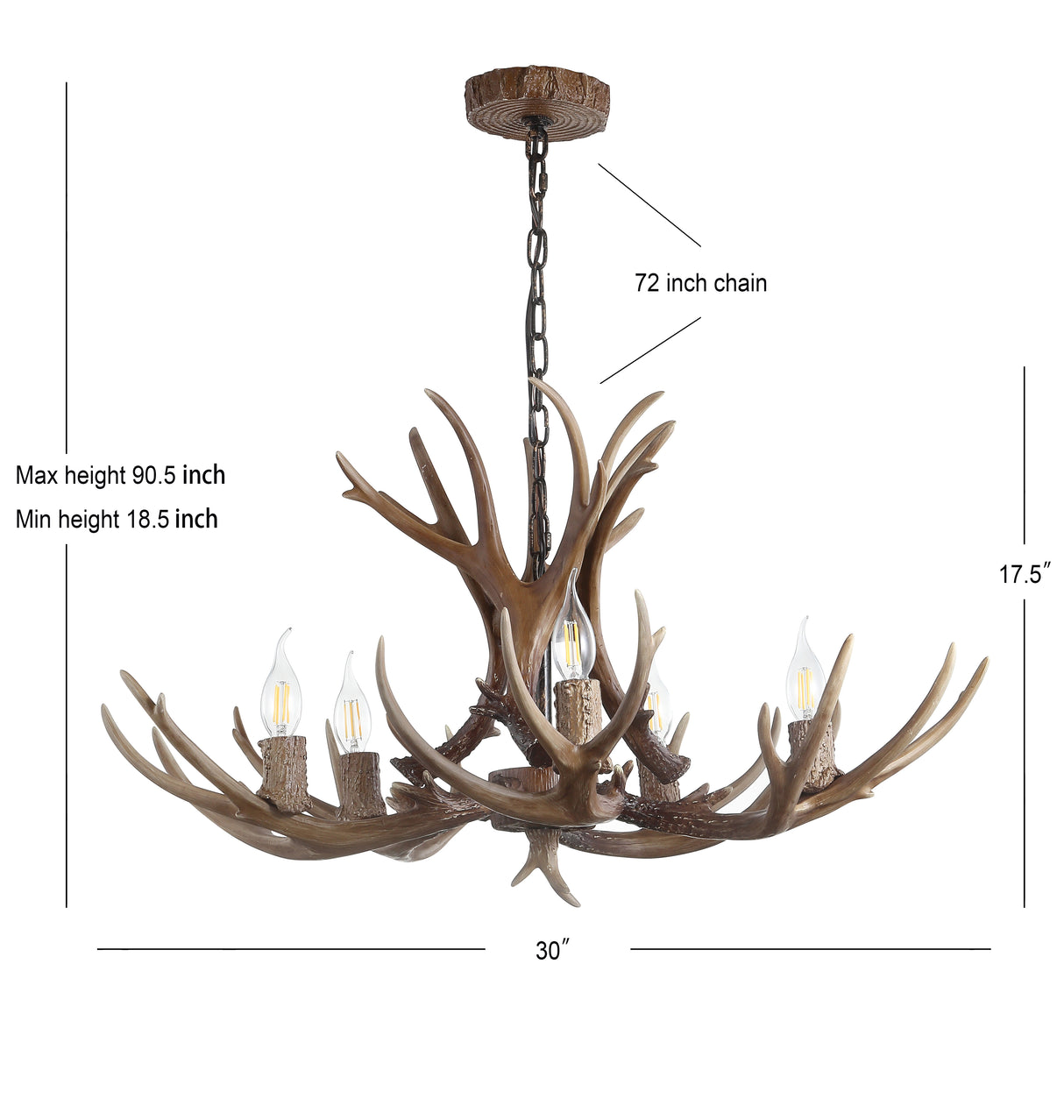 Eldora Adjustable Resin Antler 5-Light LED Chandelier