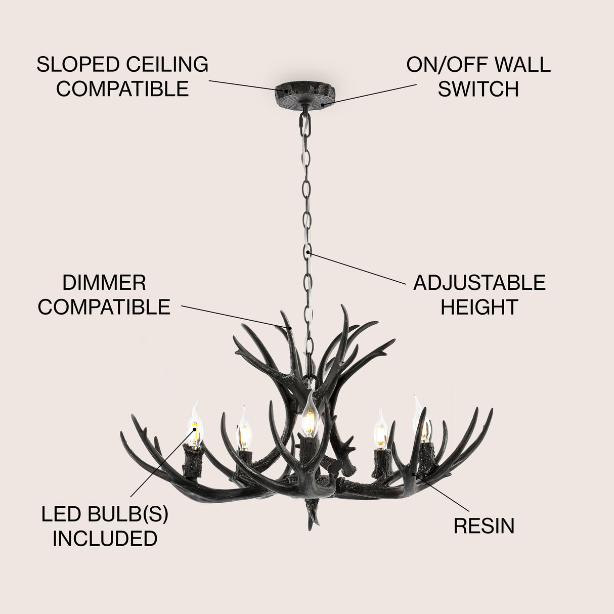 Eldora 5-Light Rustic Farmhouse Iron LED Chandelier