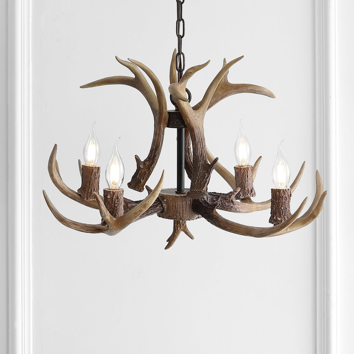 Eldora Adjustable Resin Antler 4-Light LED Chandelier