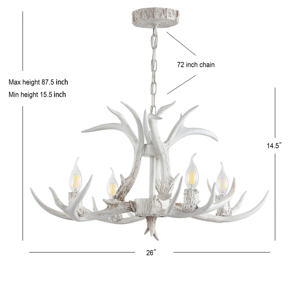 Eldora Adjustable Resin Antler 4-Light LED Chandelier