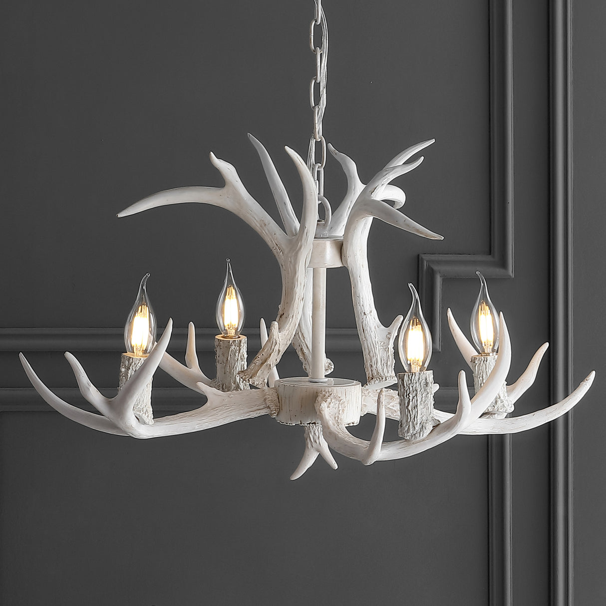 Eldora Adjustable Resin Antler 4-Light LED Chandelier