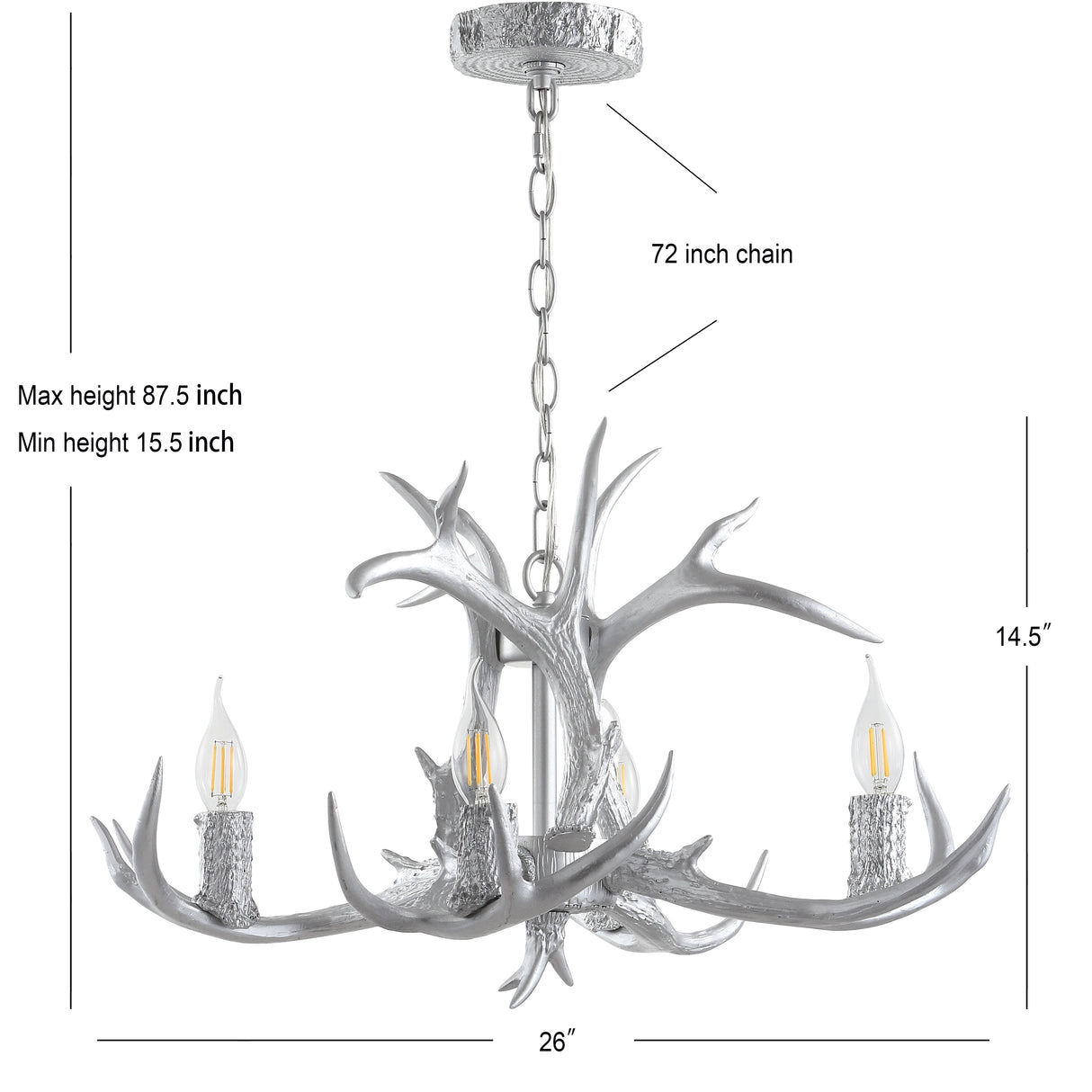 Eldora Adjustable Resin Antler 4-Light LED Chandelier