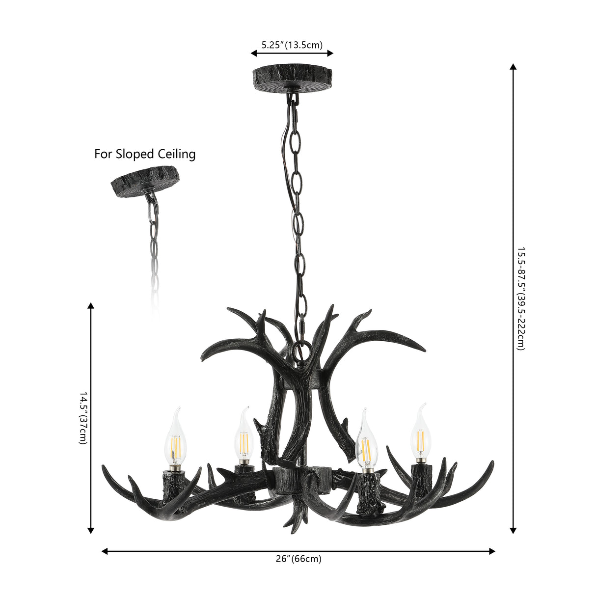 Eldora Adjustable Resin Antler 4-Light LED Chandelier