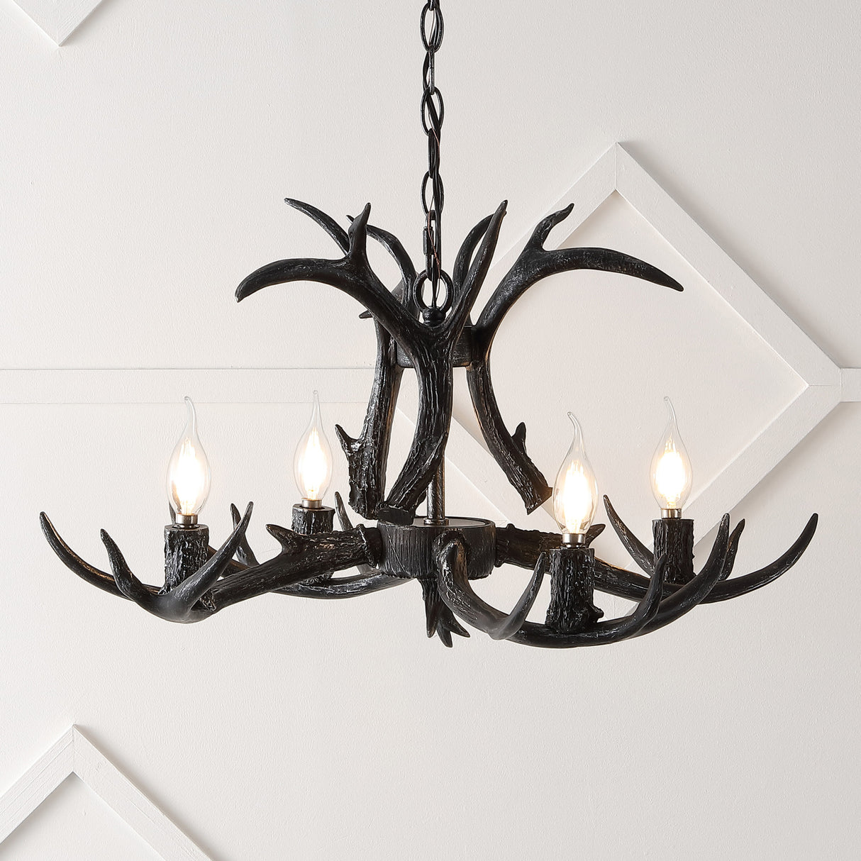 Eldora Adjustable Resin Antler 4-Light LED Chandelier