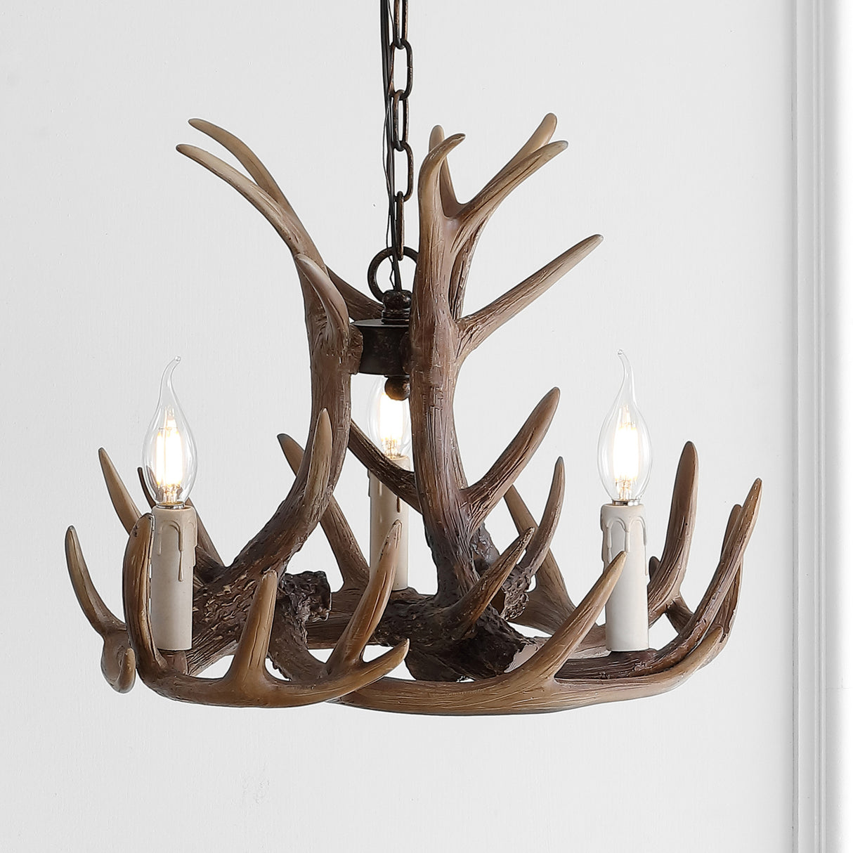 Nelle Adjustable Resin Antler 3-Light LED Chandelier