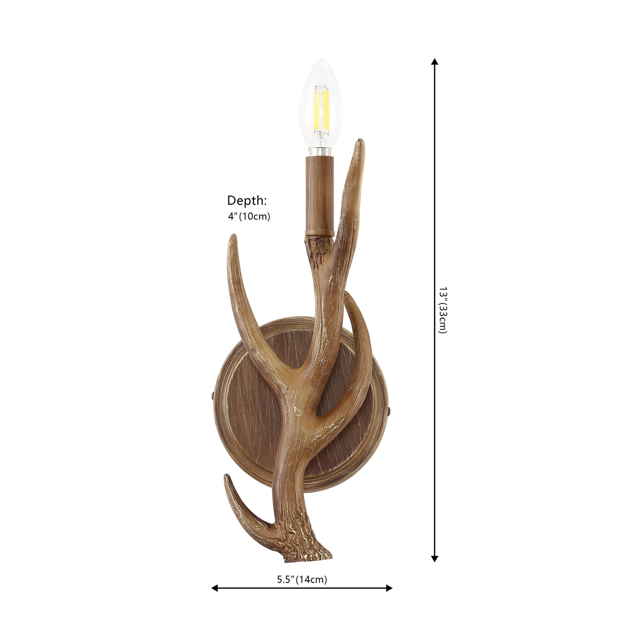 Cody 1-light southwestern bohemian resin/iron faux antler led sconce