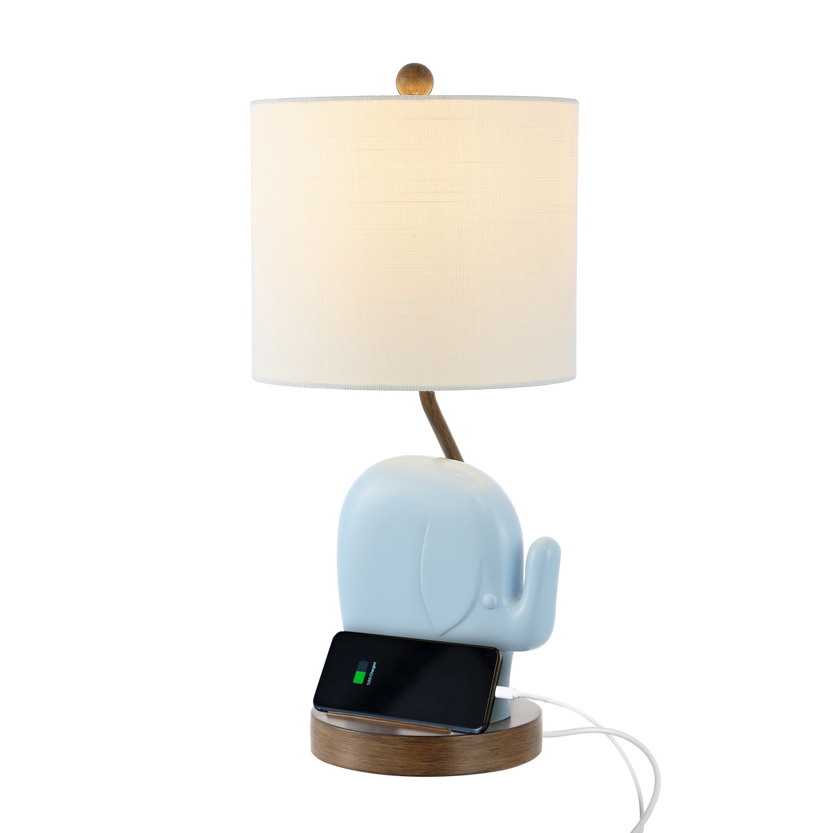 Ellie-Bohemian-Designer-Iron/Resin-Elephant-LED-Kids'-Table-Lamp-with-Phone-Stand-and-USB-Charging-Port-Kids-Lighting