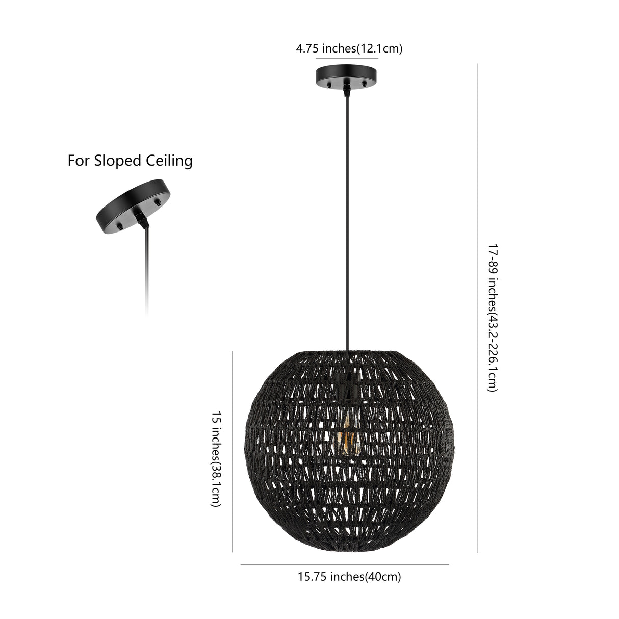 Luna 1-Light Bohemian Modern Woven Rattan/Iron LED Pendant