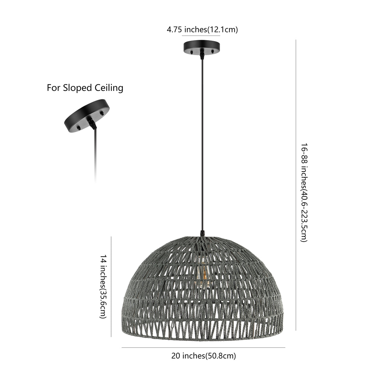 Campana 1-Light Bohemian Modern Woven Rope/Iron LED Pendant