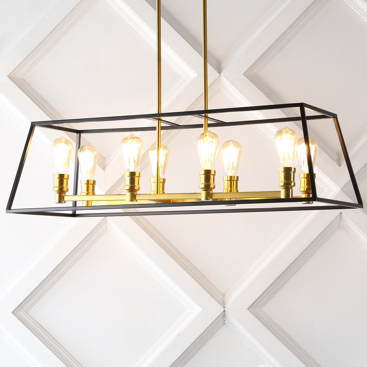 Liane 8-Light Farmhouse Industrial Iron Linear LED Pendant