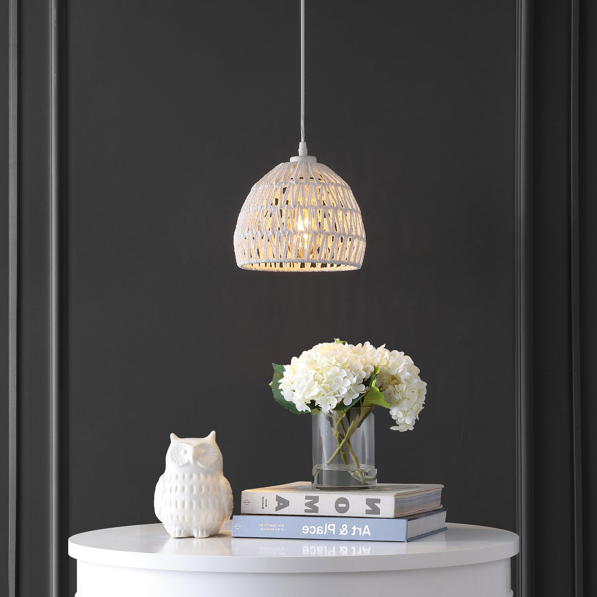 Campana 1-Light Bohemian Modern Woven Rope/Iron LED Pendant