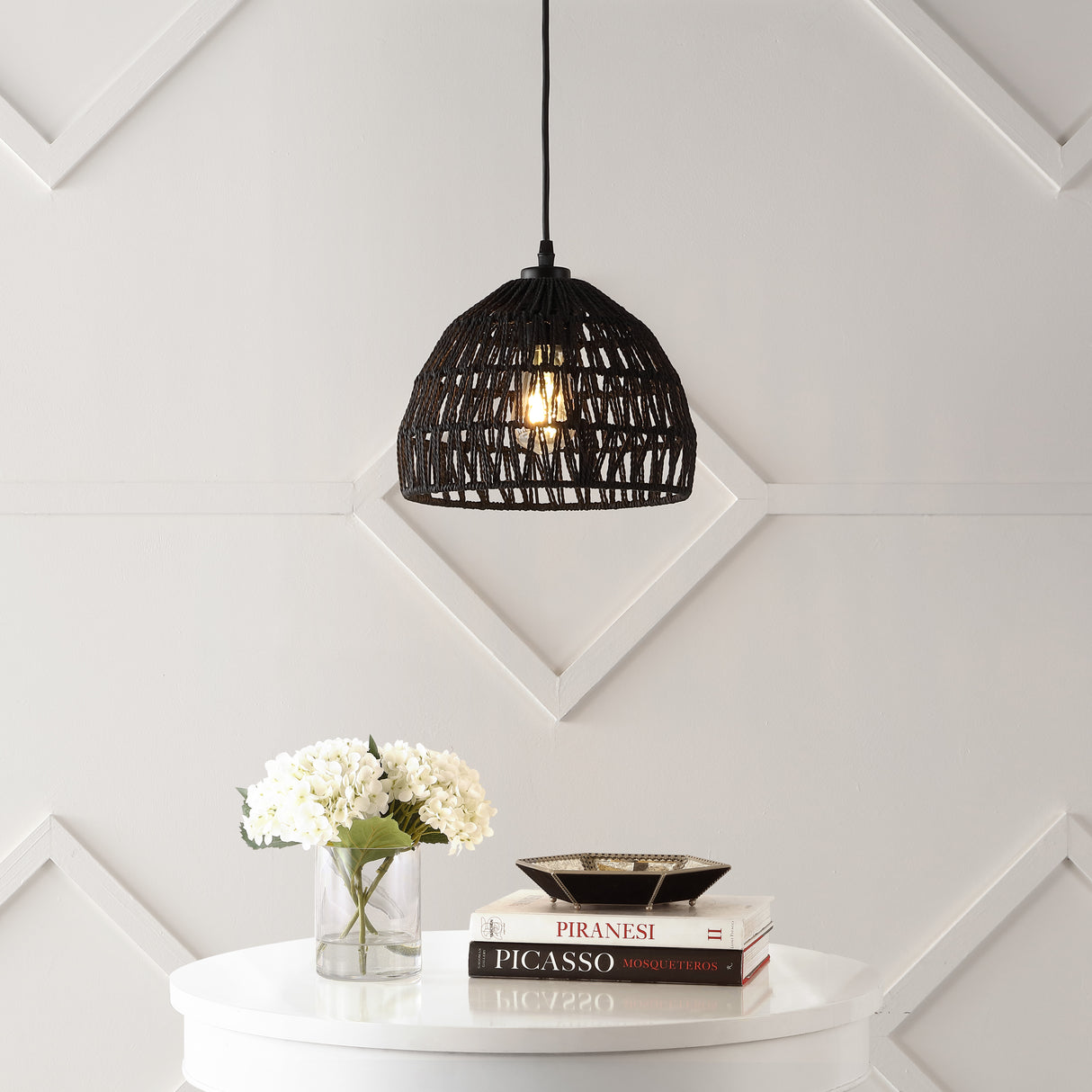 Campana 1-Light Bohemian Modern Woven Rope/Iron LED Pendant