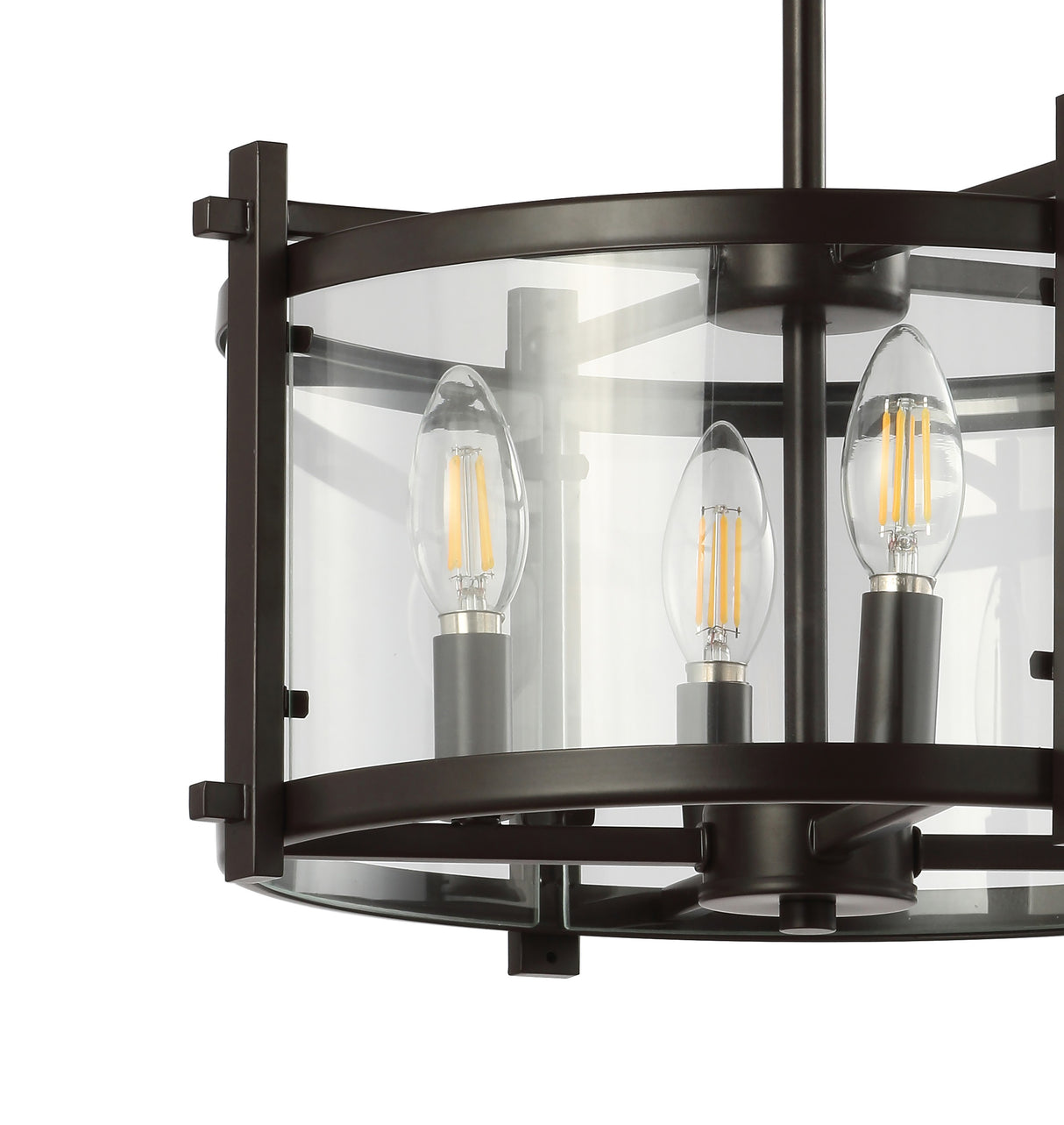 Hampdon Iron/Glass Modern Drum LED Flush Mount
