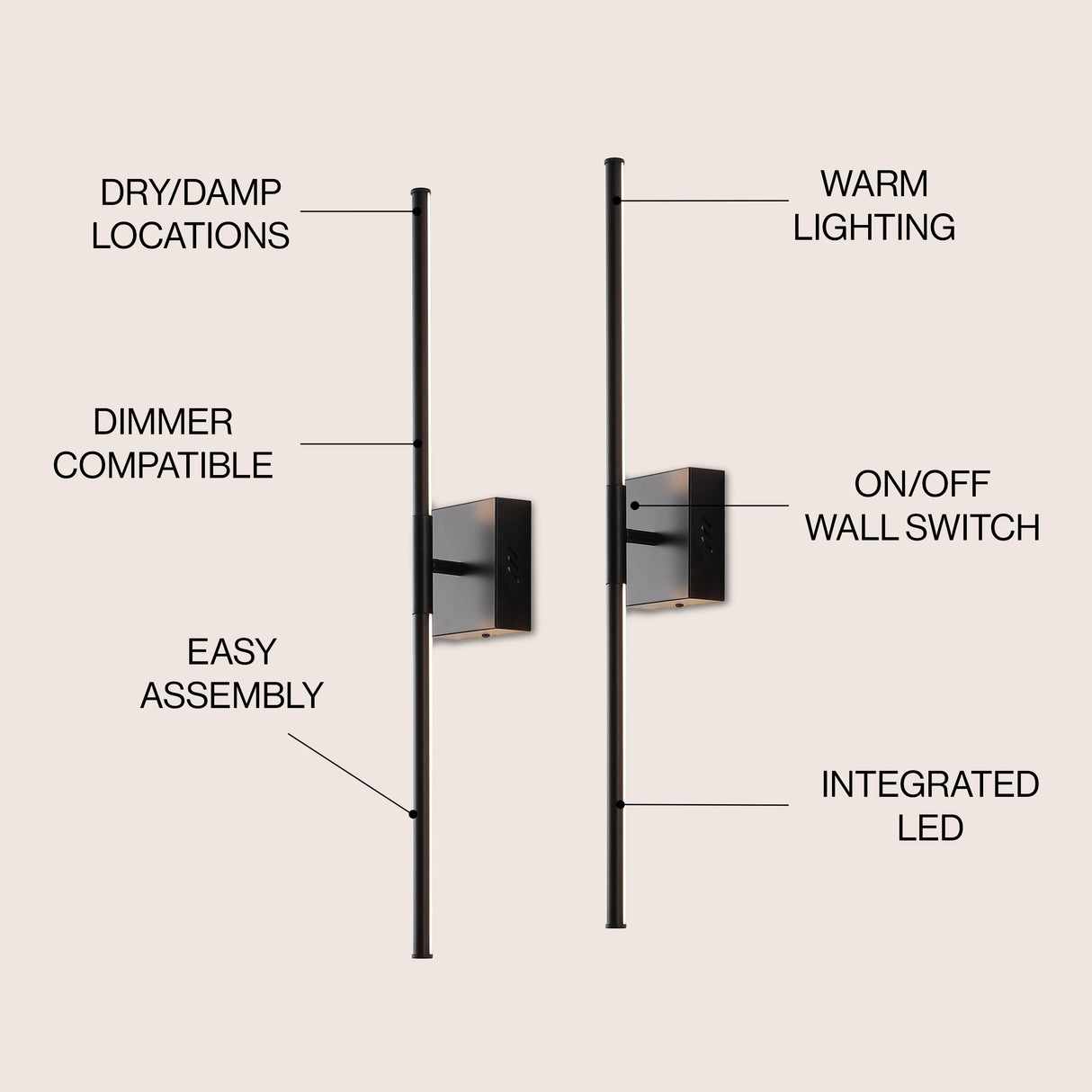 Makena modern minimalist dimmable integrated led metal wall sconce