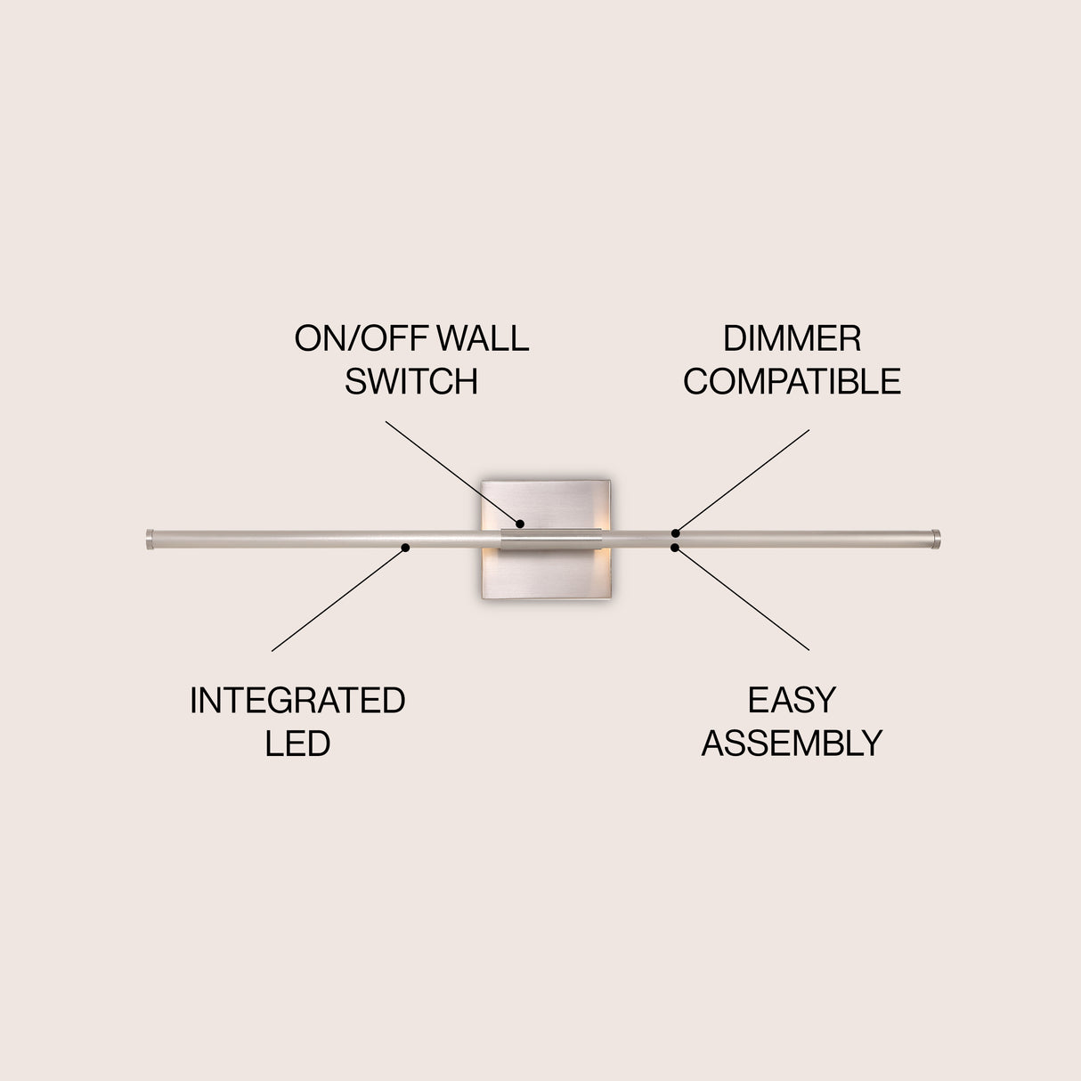 Makena modern minimalist dimmable integrated led metal wall sconce