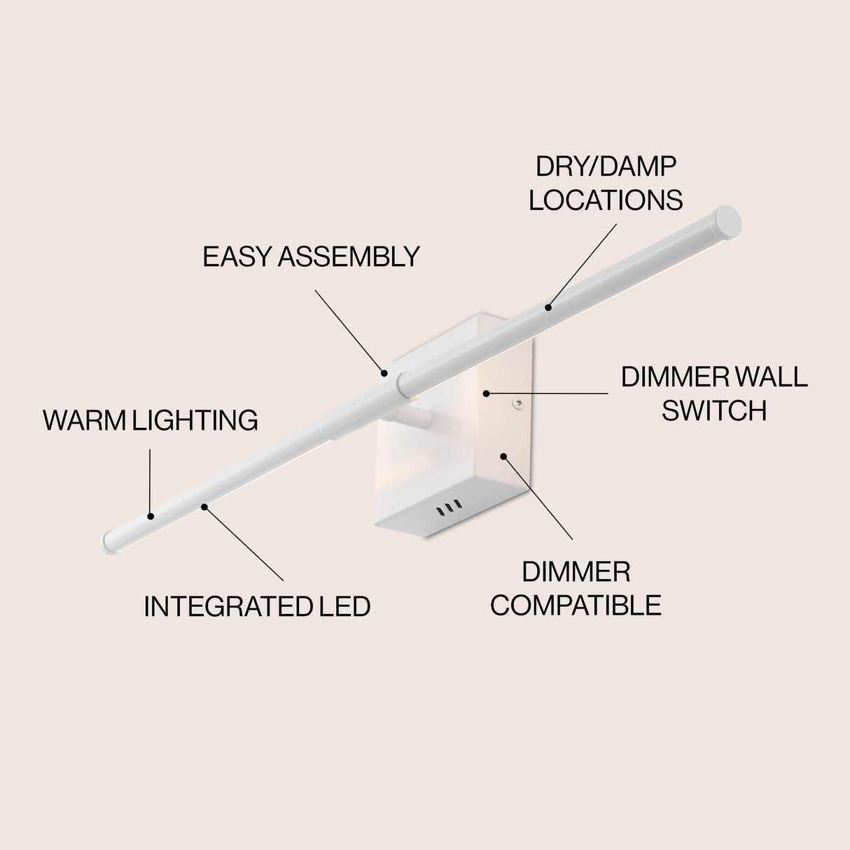 Makena modern minimalist dimmable integrated led metal wall sconce
