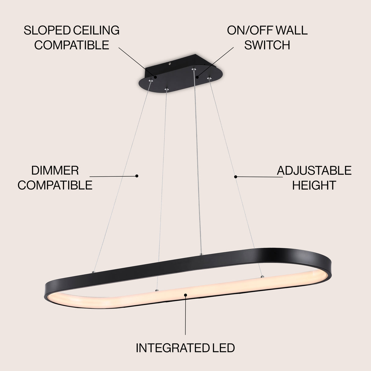 Nolan Modern Bohemian Iron Linear Integrated LED Pendant