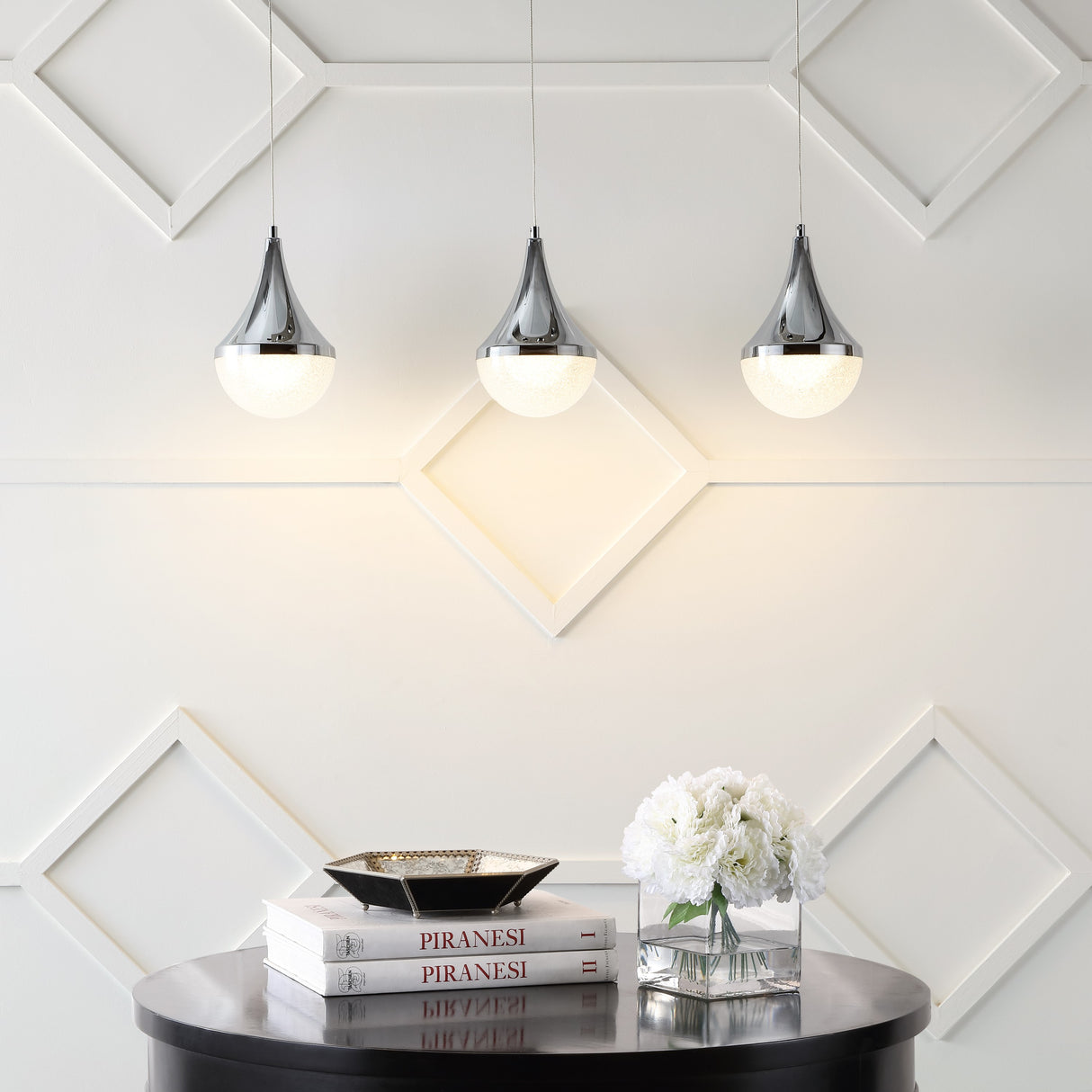 Elyse 3-Light Modern Mid-Century Iron/Acrylic Integrated Linear LED Pendant