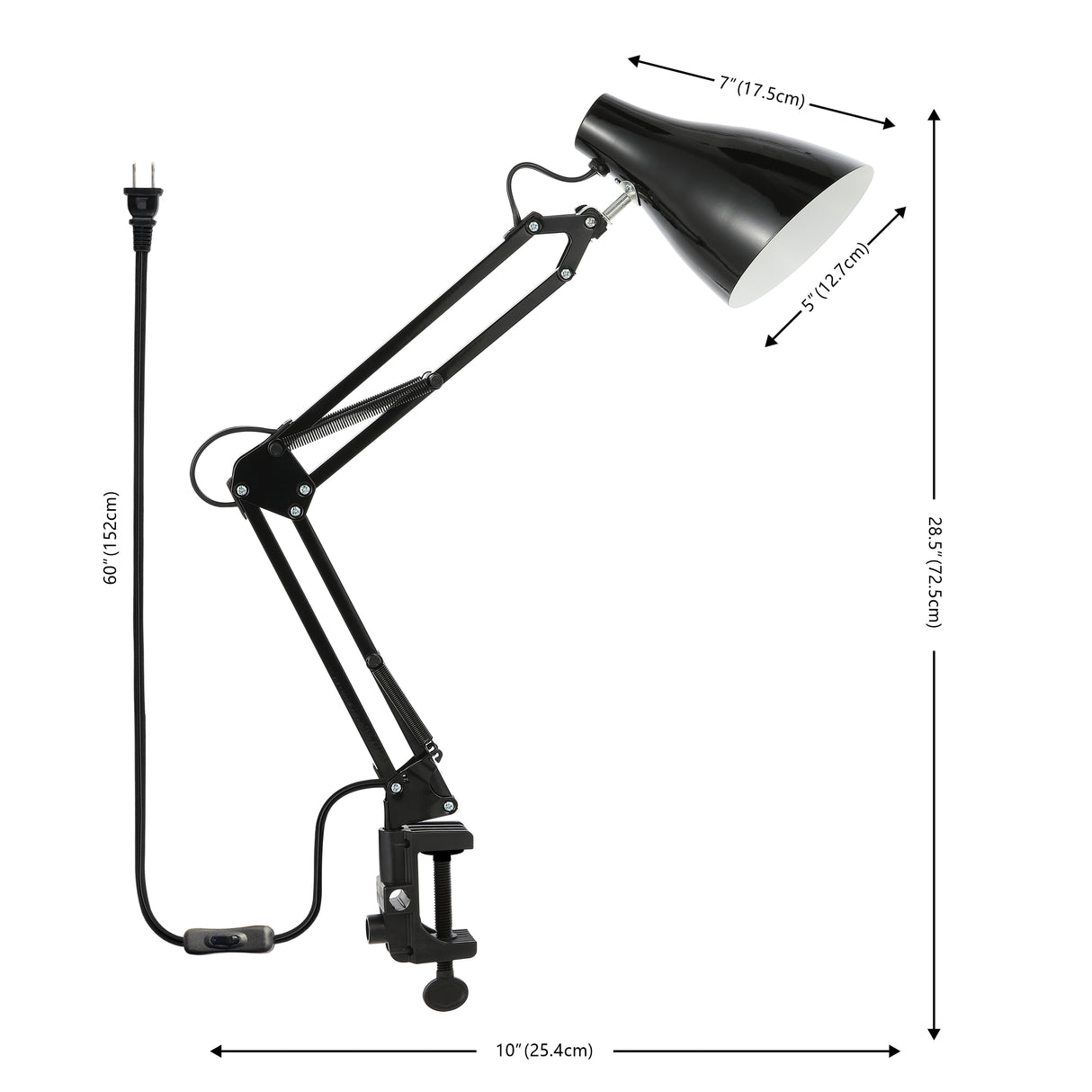 Odile Classic Industrial Adjustable Articulated Clamp-On LED Task Lamp