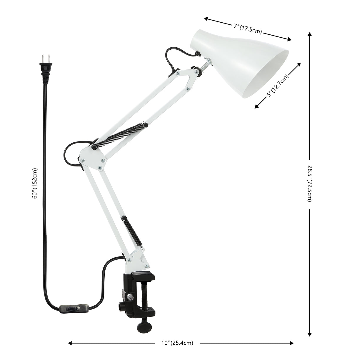 Odile Classic Industrial Adjustable Articulated Clamp-On LED Task Lamp