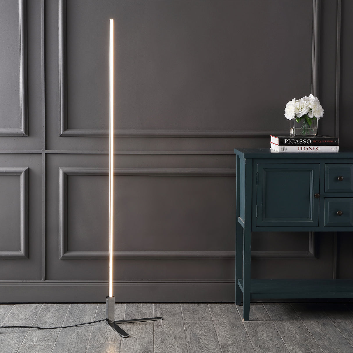 Potts Modern Contemporary Aluminum/Iron Integrated LED Post Floor Lamp