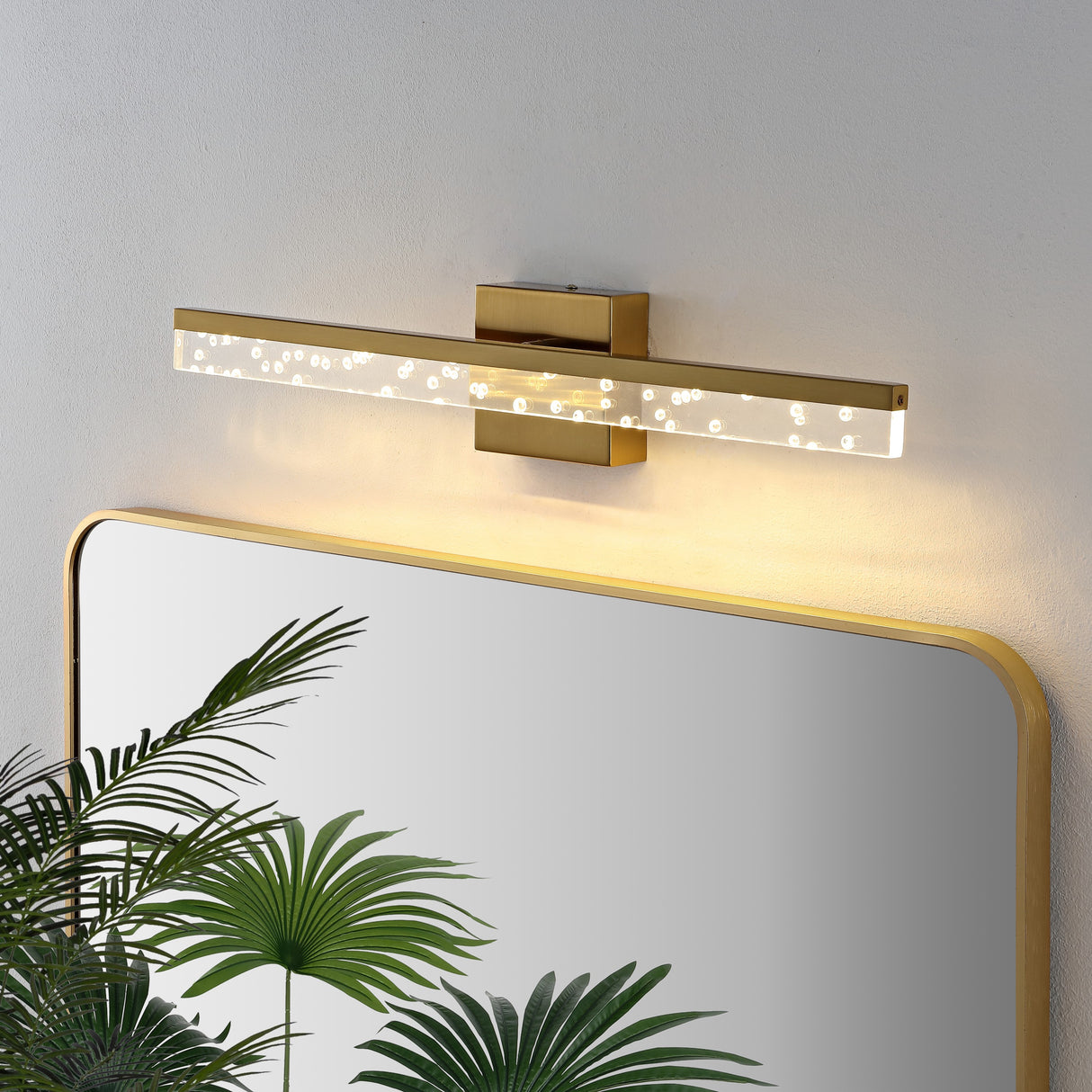 Mario 1-Light Modern Contemporary 360-Degree Rotatable Iron/Seeded Acrylic Integrated LED Vanity Light