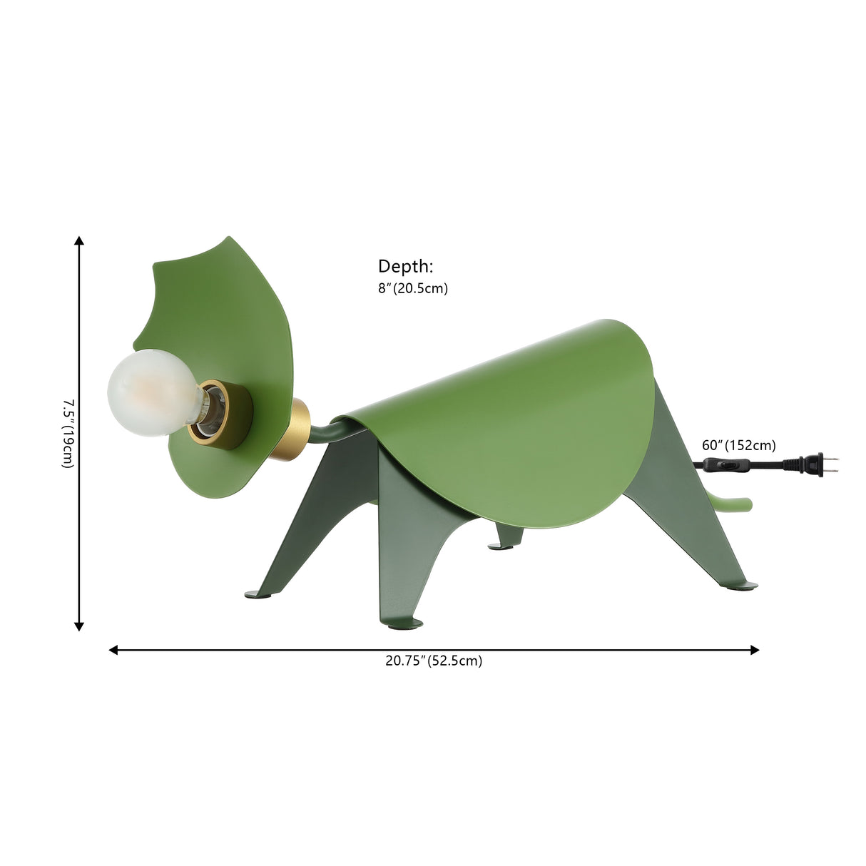 Gretchen Modern Industrial Iron Triceratops LED Kids' Lamp