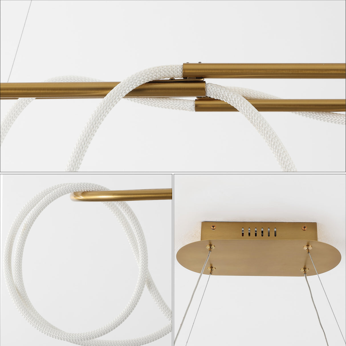 Lisette 360 Adjustable Silicone Rope and Metal Dimmable LED Chandelier
