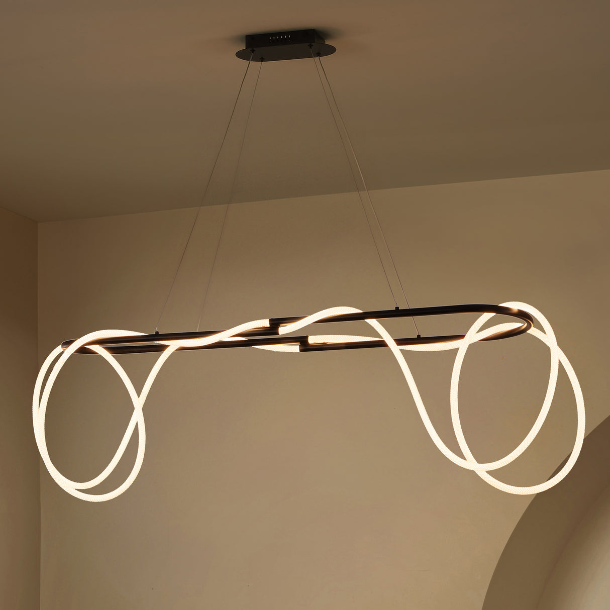 Lisette 360 Adjustable Silicone Rope and Metal Dimmable LED Chandelier